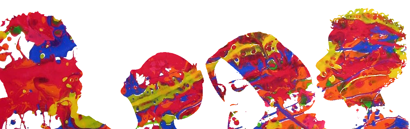 Silhouette Heads with colourful paint splatter.